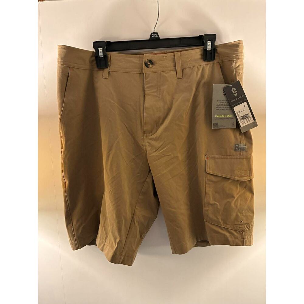 Free Country Cargo Shorts Mens 34‎ Khaki Stretch Outdoor Hiking Camping